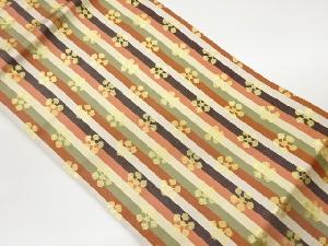 縞に利休緞子模様織出し名古屋帯